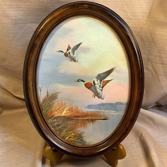 Original oil/acrylic(?) painting ducks in flight - Picture 10 of 13